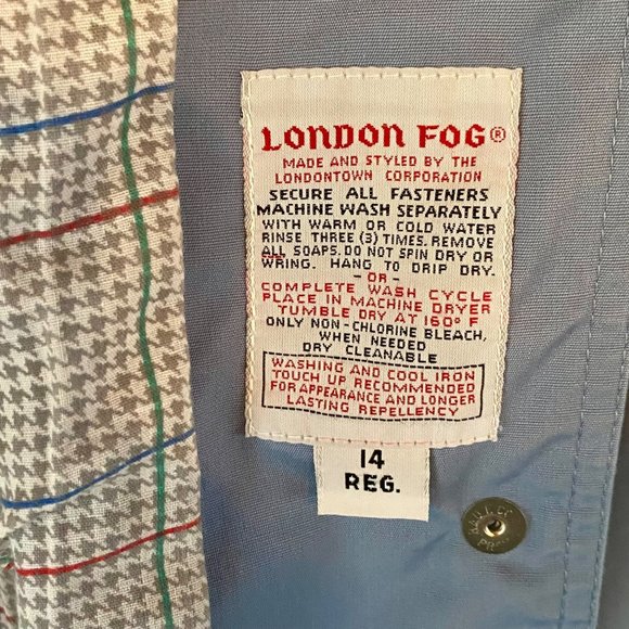 Vintage London Fog Jacket 14 Regular Women's Snap Front Hood Lining Blue Gray - Picture 8 of 10